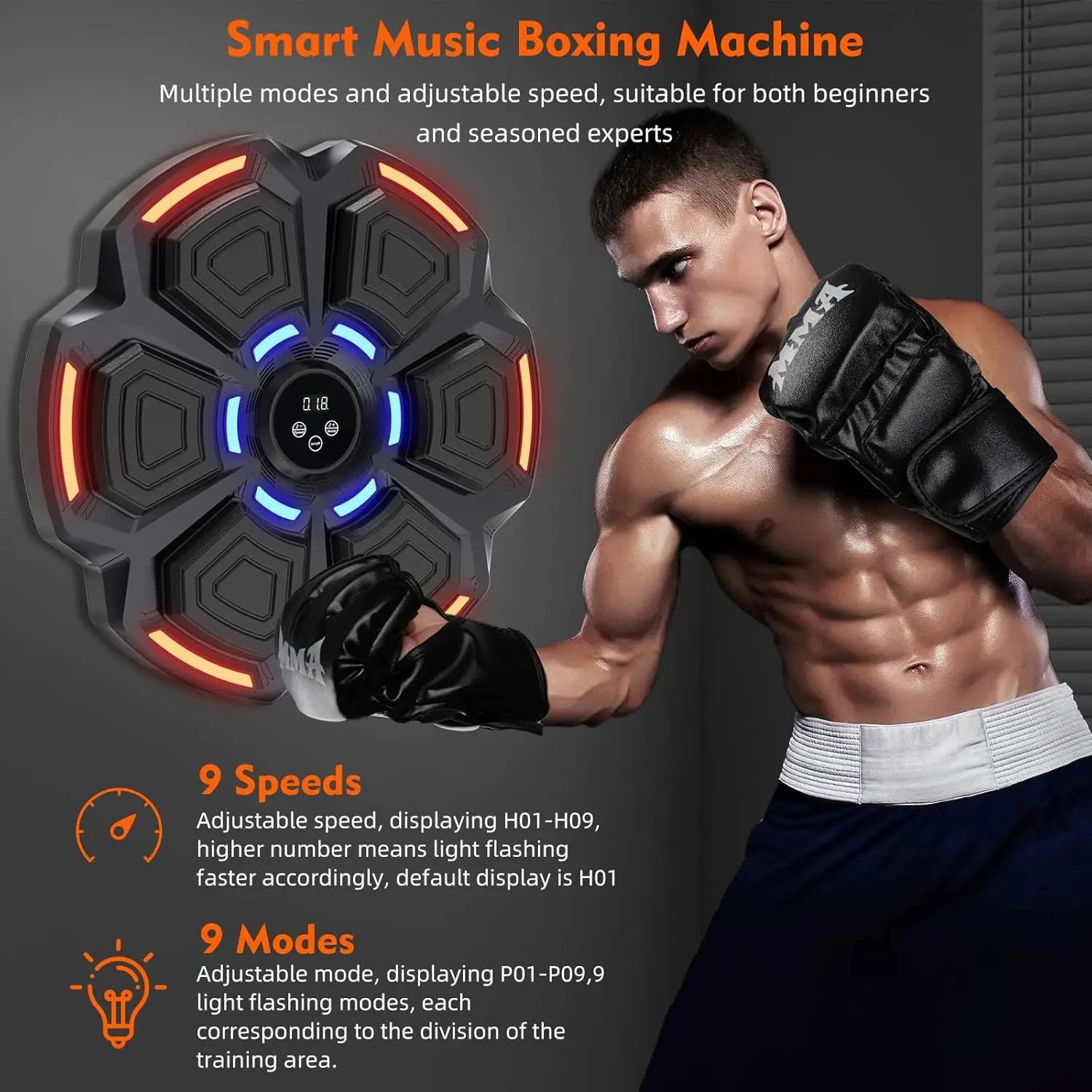 Intelligent Music Boxing Machine, Electronic Boxing Trainer, Music Workout Machine With 9 Speeds Punching Machine for Adults