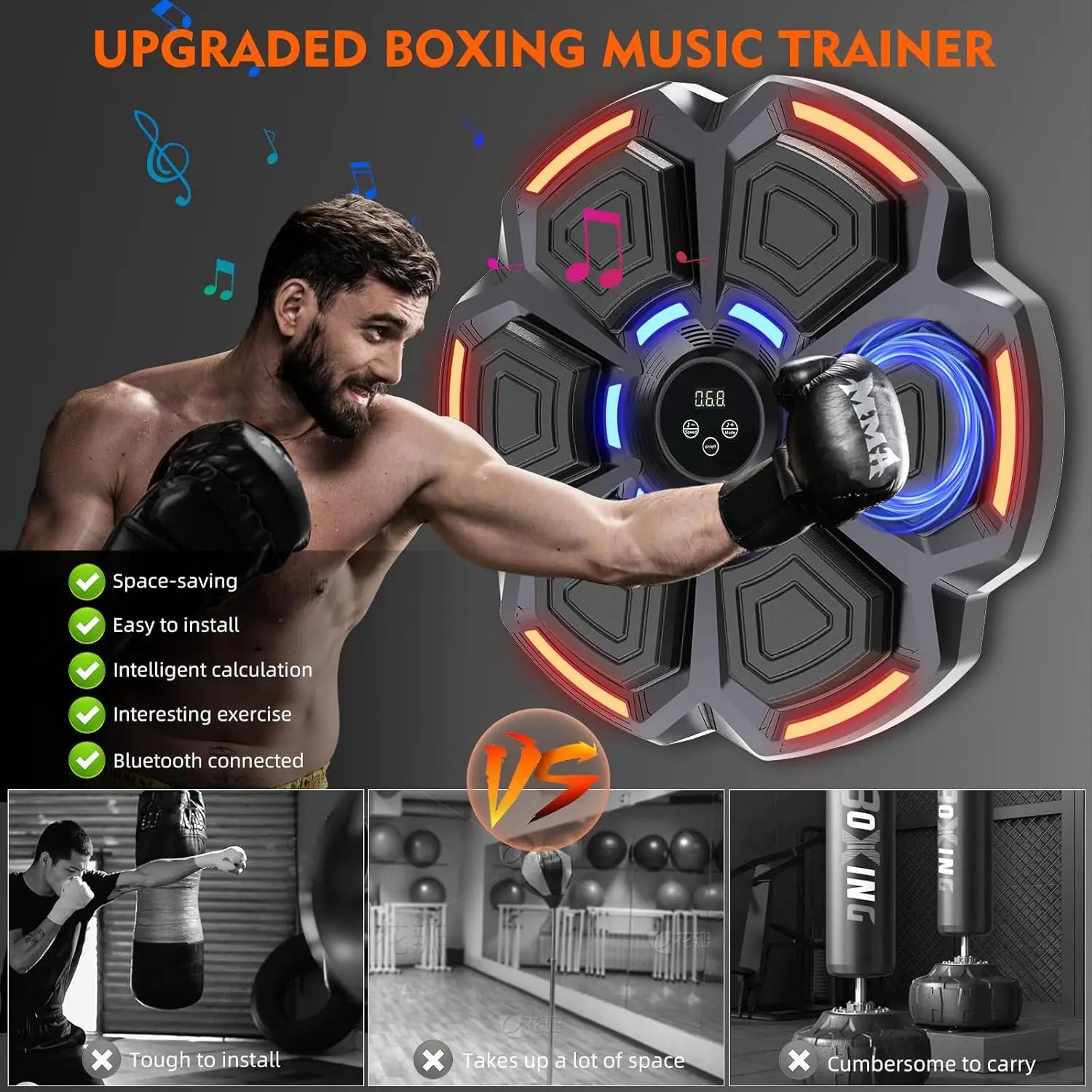 Intelligent Music Boxing Machine, Electronic Boxing Trainer, Music Workout Machine With 9 Speeds Punching Machine for Adults